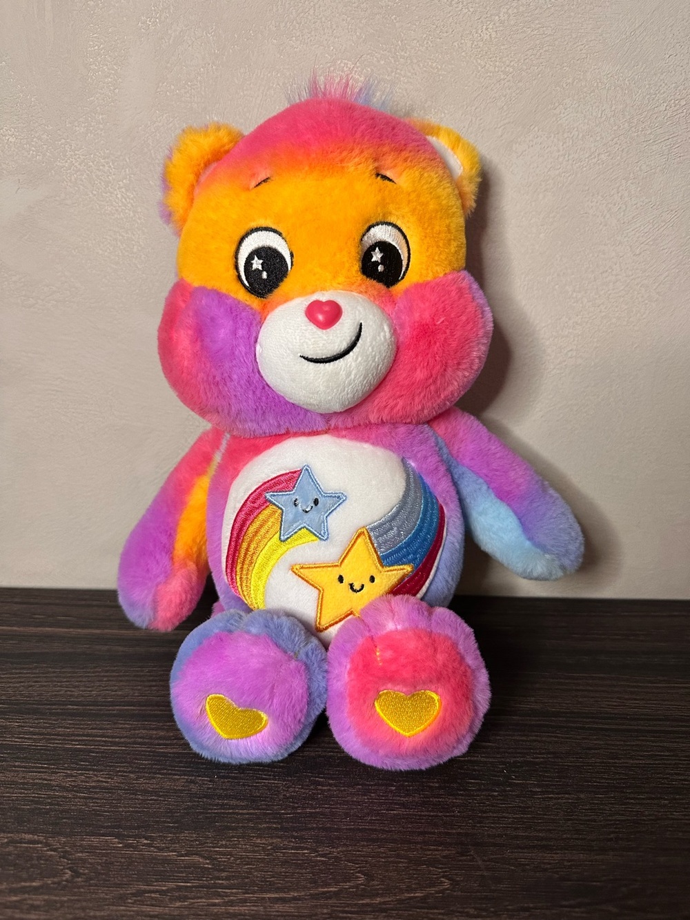Care Bear Dare to Care Rainbow Colorful Tie Dye 14" Plush Toy Super Soft